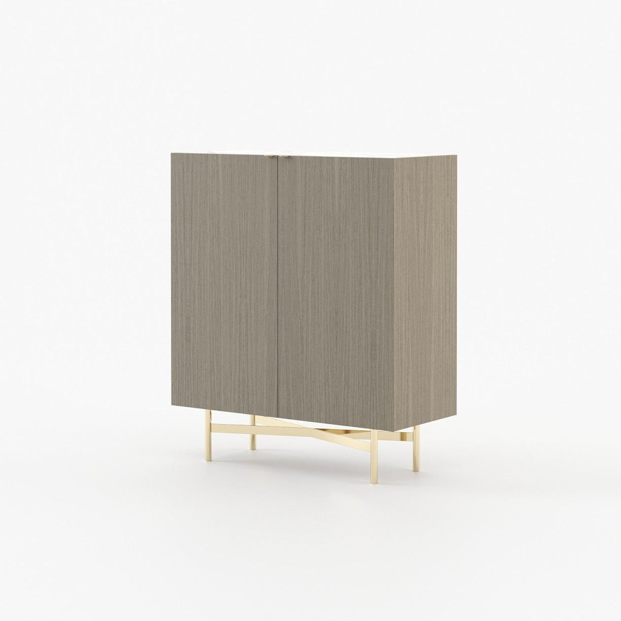 Laskasas LEWIS Bar Cabinet Aged Oak Veneer Matte - Araco Interiors
