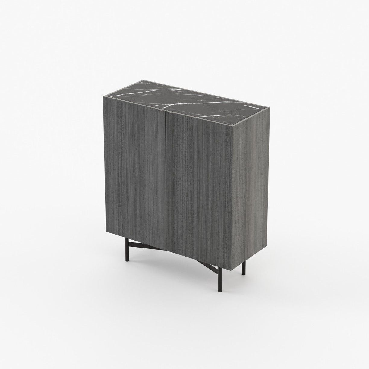 Laskasas LEWIS Bar Cabinet Grey Eucalyptus Veneer Matte - Araco Interiors