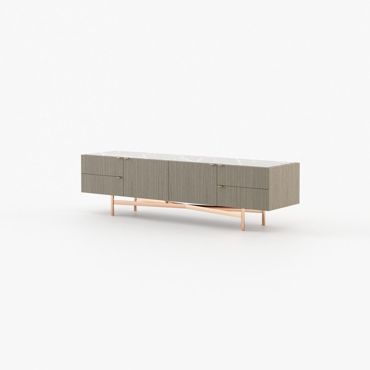 Laskasas LEWIS Media Unit Aged Oak Veneer Matte - Araco Interiors