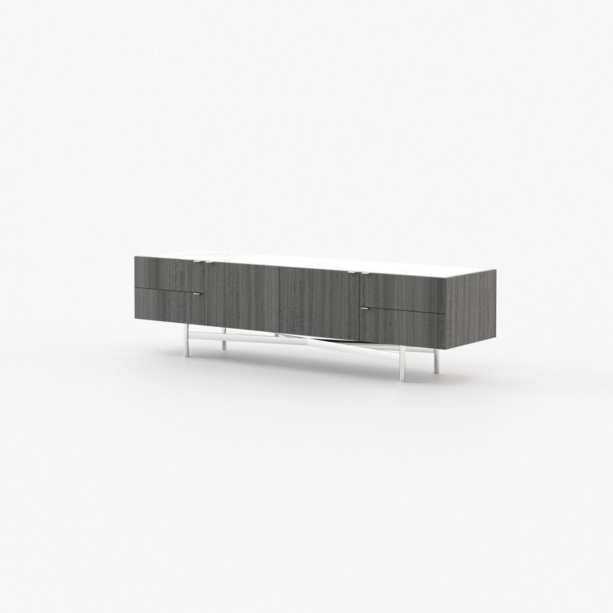 Laskasas LEWIS Media Unit Grey Eucalyptus Veneer Matte - Araco Interiors