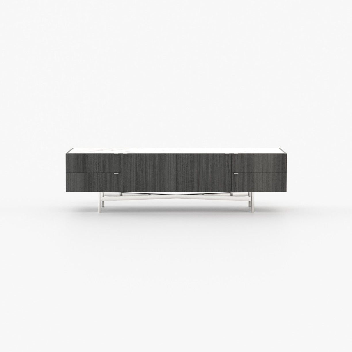 Laskasas LEWIS Media Unit Grey Eucalyptus Veneer Matte - Araco Interiors