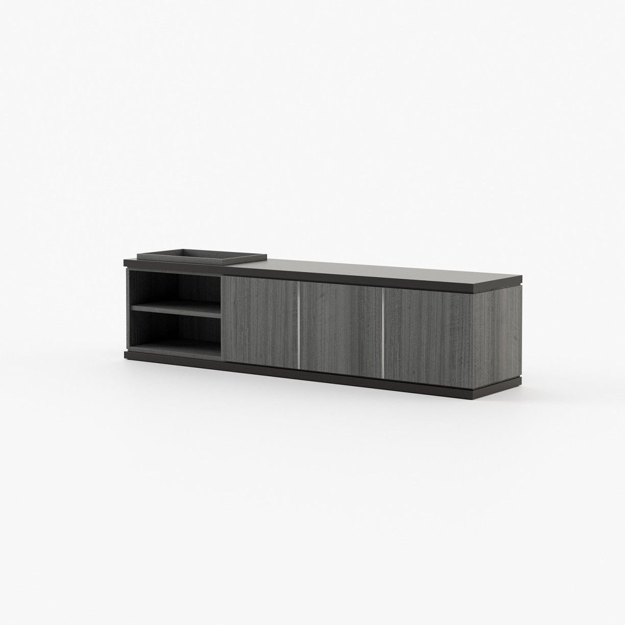Laskasas LORA Media Unit Grey Eucalyptus Veneer Matte - Araco Interiors