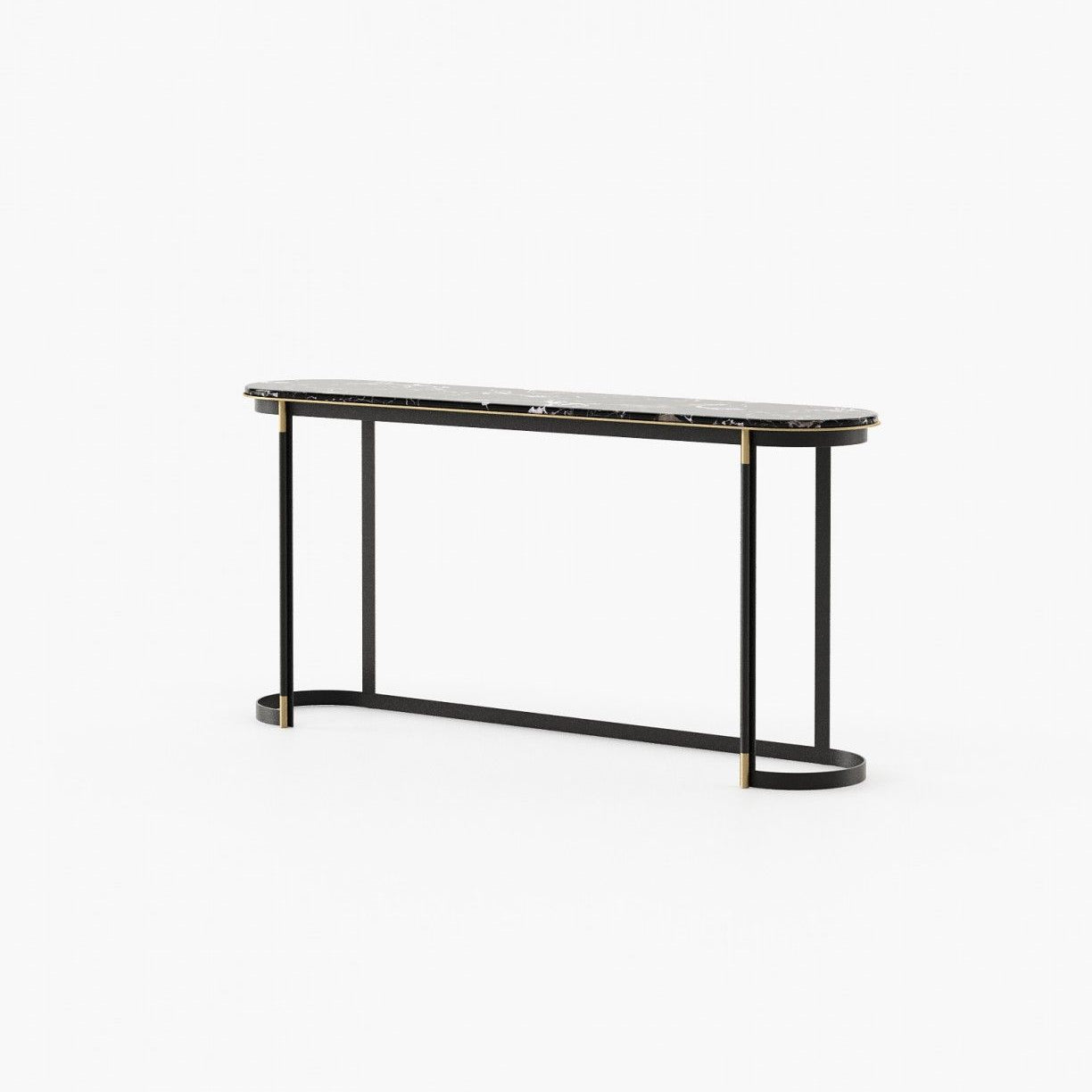 Laskasas LYSSA Console Table Black Flower Polished Marble - Araco Interiors