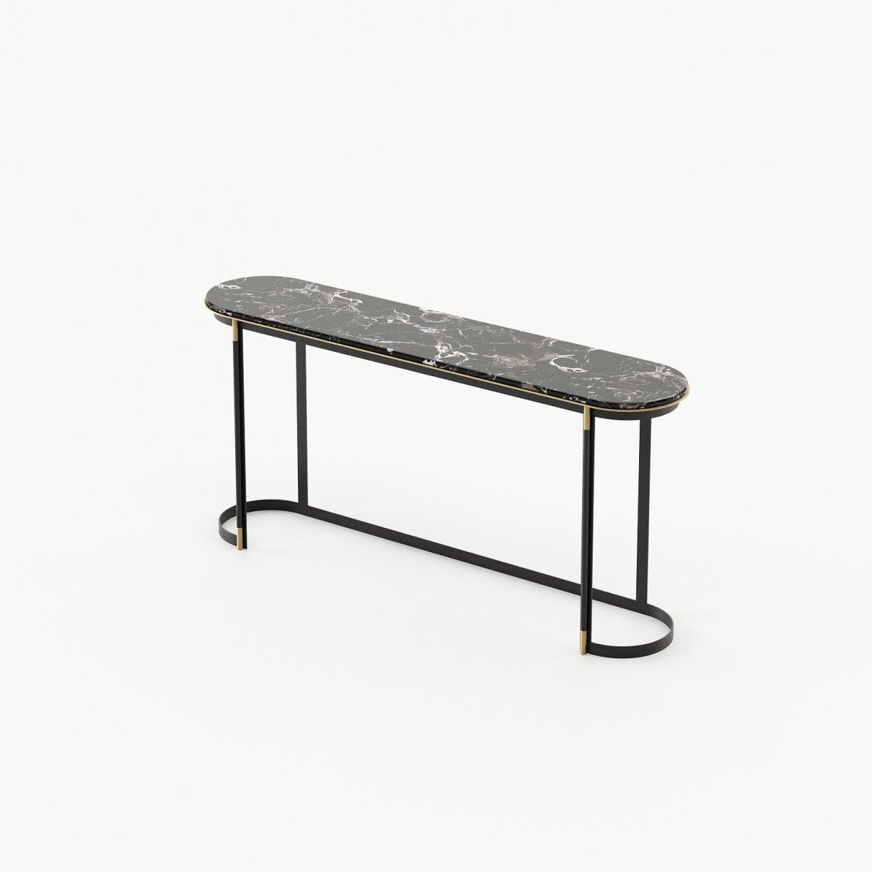 Laskasas LYSSA Console Table Black Flower Polished Marble - Araco Interiors
