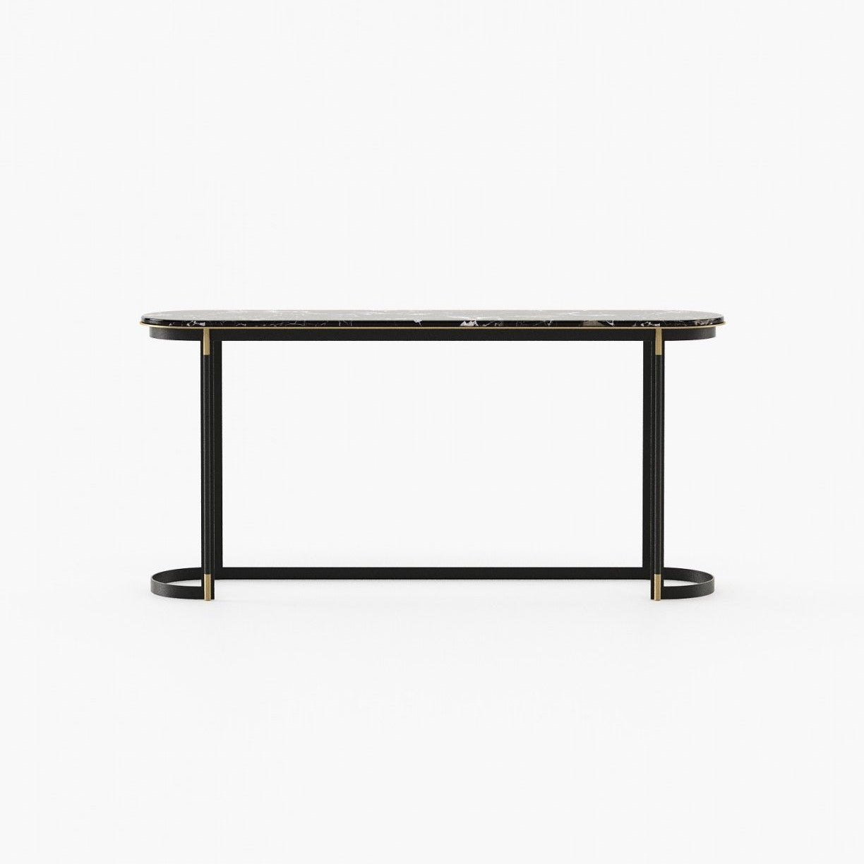 Laskasas LYSSA Console Table Black Flower Polished Marble - Araco Interiors