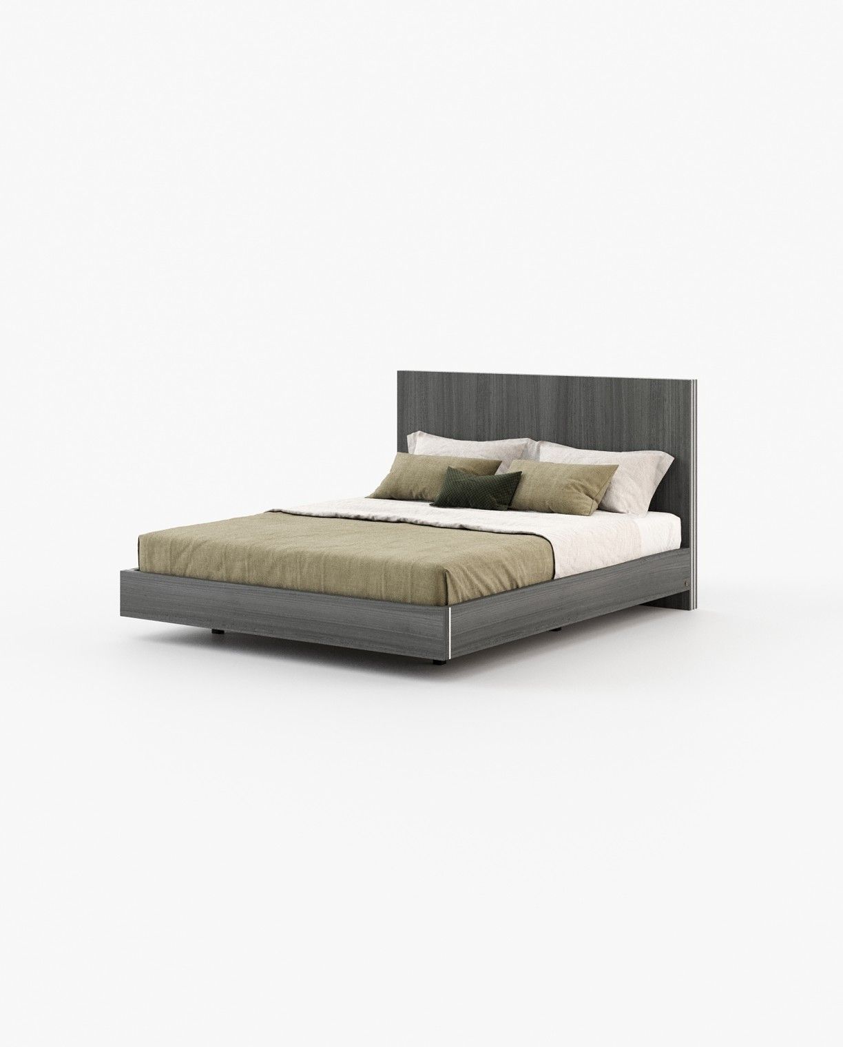 Laskasas MAIA Bed & Headboard Grey Eucalyptus Veneer Matte - Araco Interiors