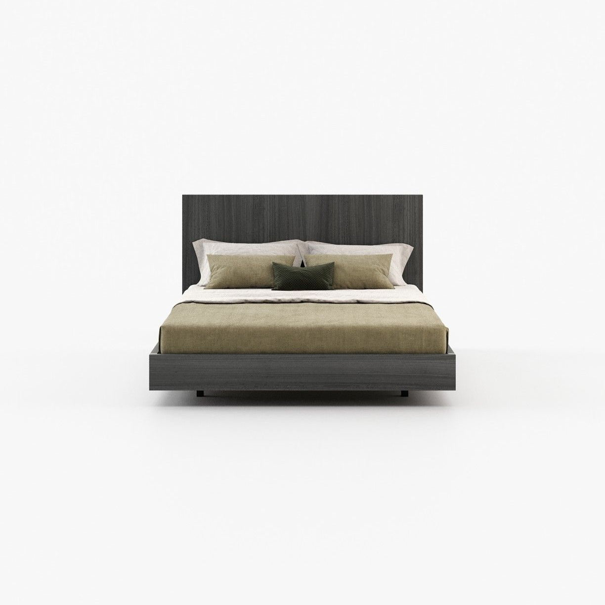 Laskasas MAIA Bed & Headboard Grey Eucalyptus Veneer Matte - Araco Interiors