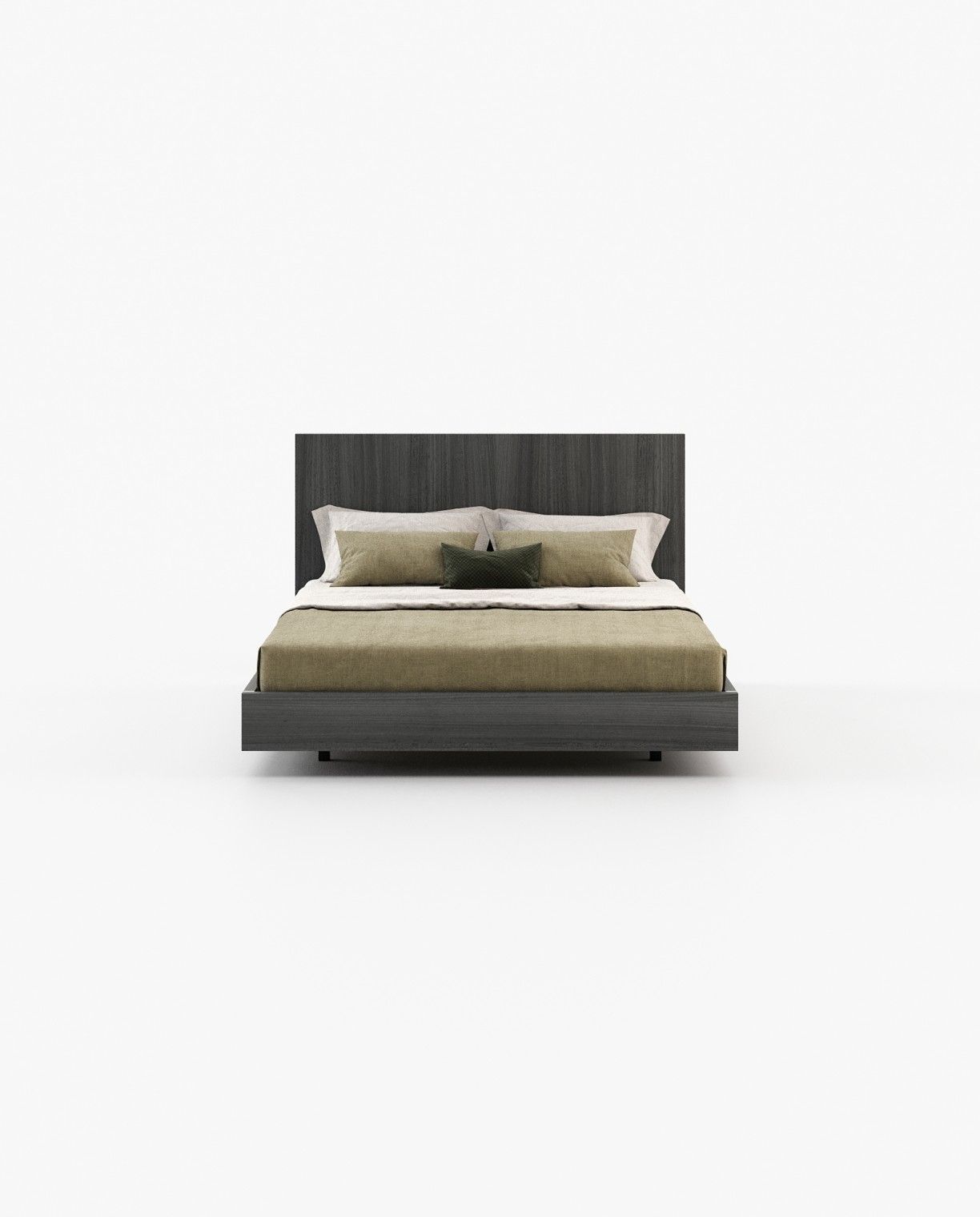 Laskasas MAIA Bed & Headboard Grey Eucalyptus Veneer Matte - Araco Interiors