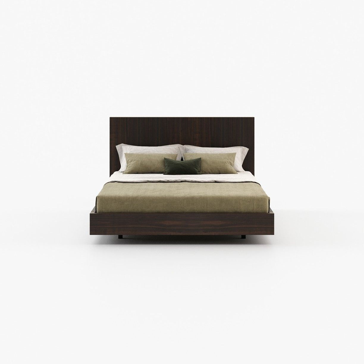 Laskasas MAIA Bed & Headboard Smoked Eucalyptus Veneer Matte - Araco Interiors