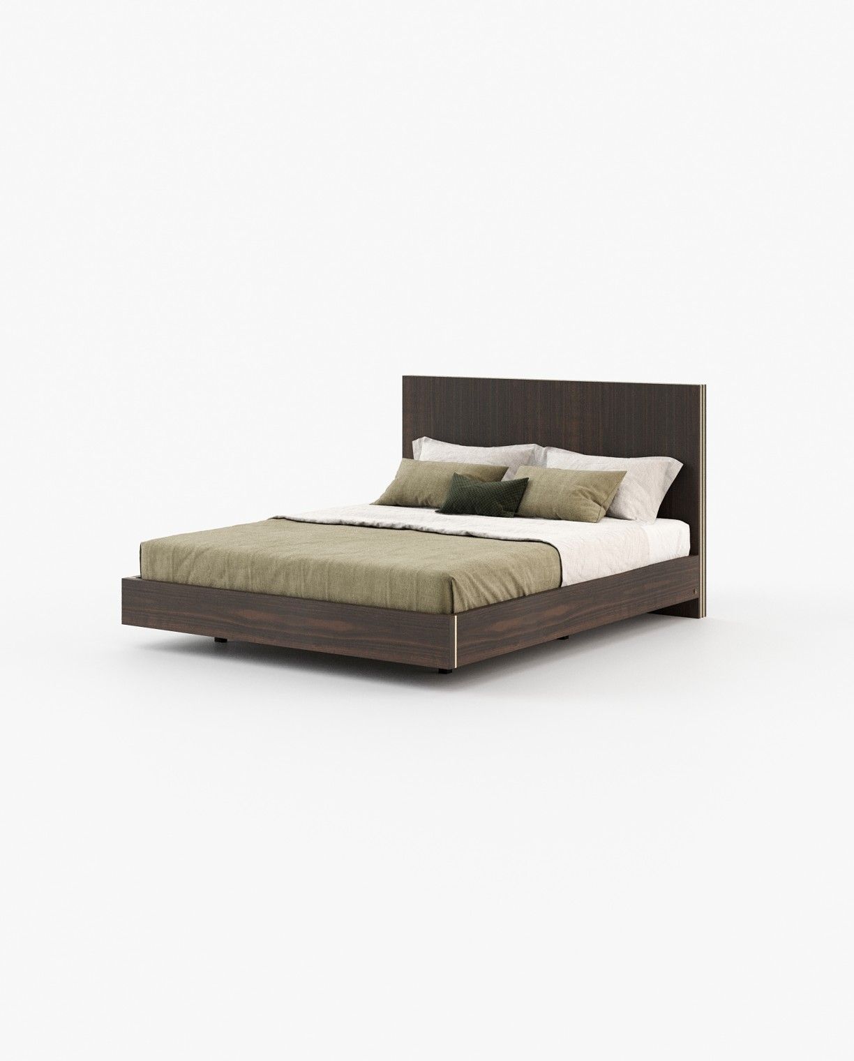 Laskasas MAIA Bed & Headboard Smoked Eucalyptus Veneer Matte - Araco Interiors