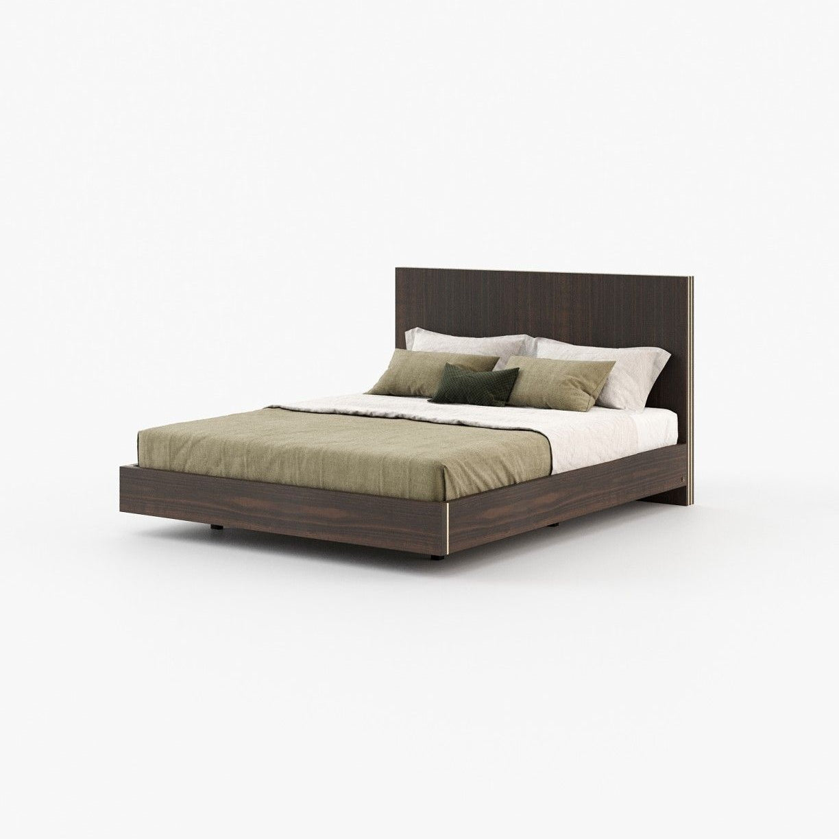 Laskasas MAIA Bed & Headboard Smoked Eucalyptus Veneer Matte - Araco Interiors