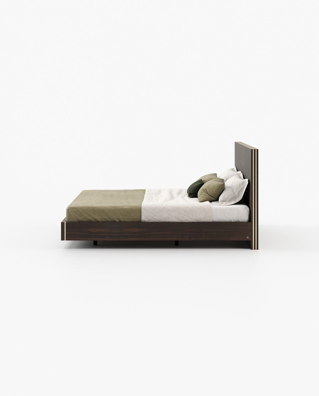 Laskasas MAIA Bed & Headboard Smoked Eucalyptus Veneer Matte - Araco Interiors