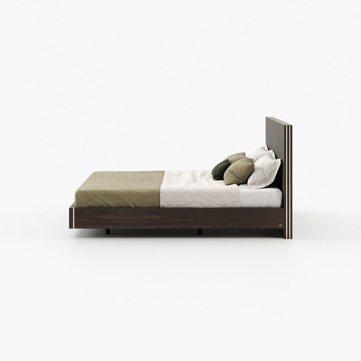 Laskasas MAIA Bed & Headboard Smoked Eucalyptus Veneer Matte - Araco Interiors