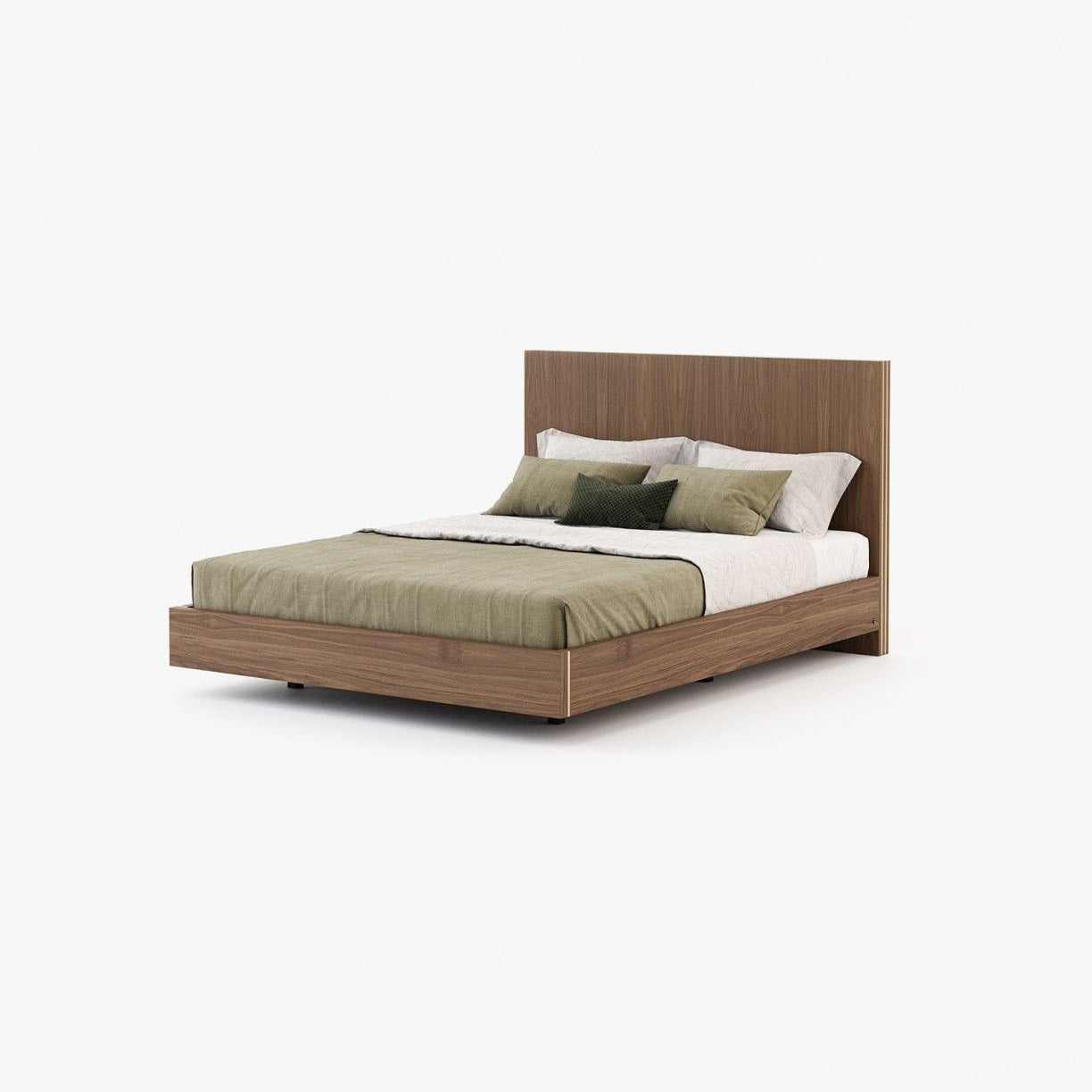Laskasas MAIA Bed & Headboard Walnut Veneer Matte - Araco Interiors