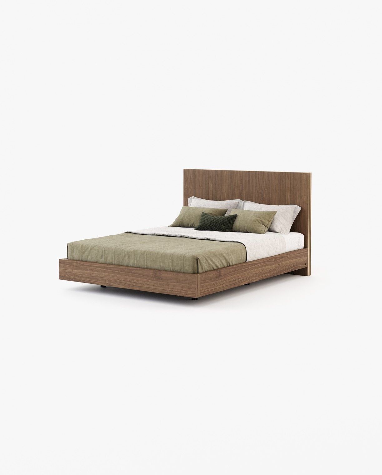 Laskasas MAIA Bed & Headboard Walnut Veneer Matte - Araco Interiors