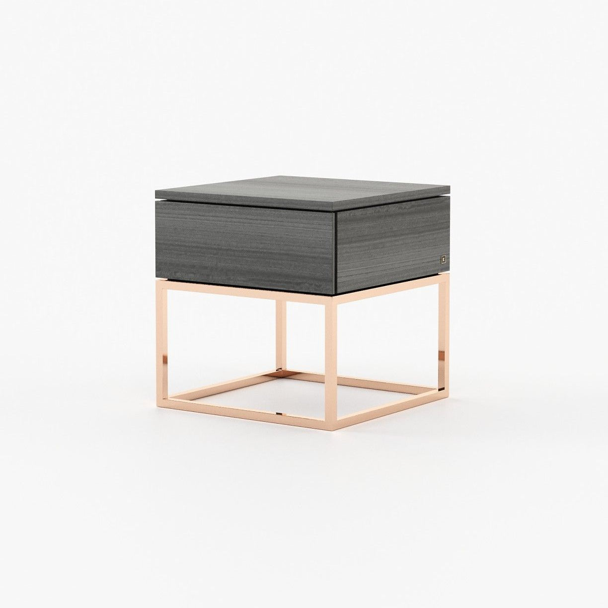 Laskasas MALÉ Bedside Cabinet & Table Grey Eucalyptus Veneer Matte - Araco Interiors