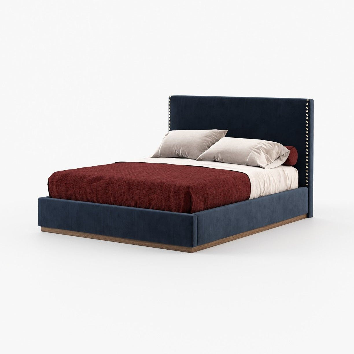 Laskasas MARLIN Bed & Headboard Vienna Deep Blue - Araco Interiors