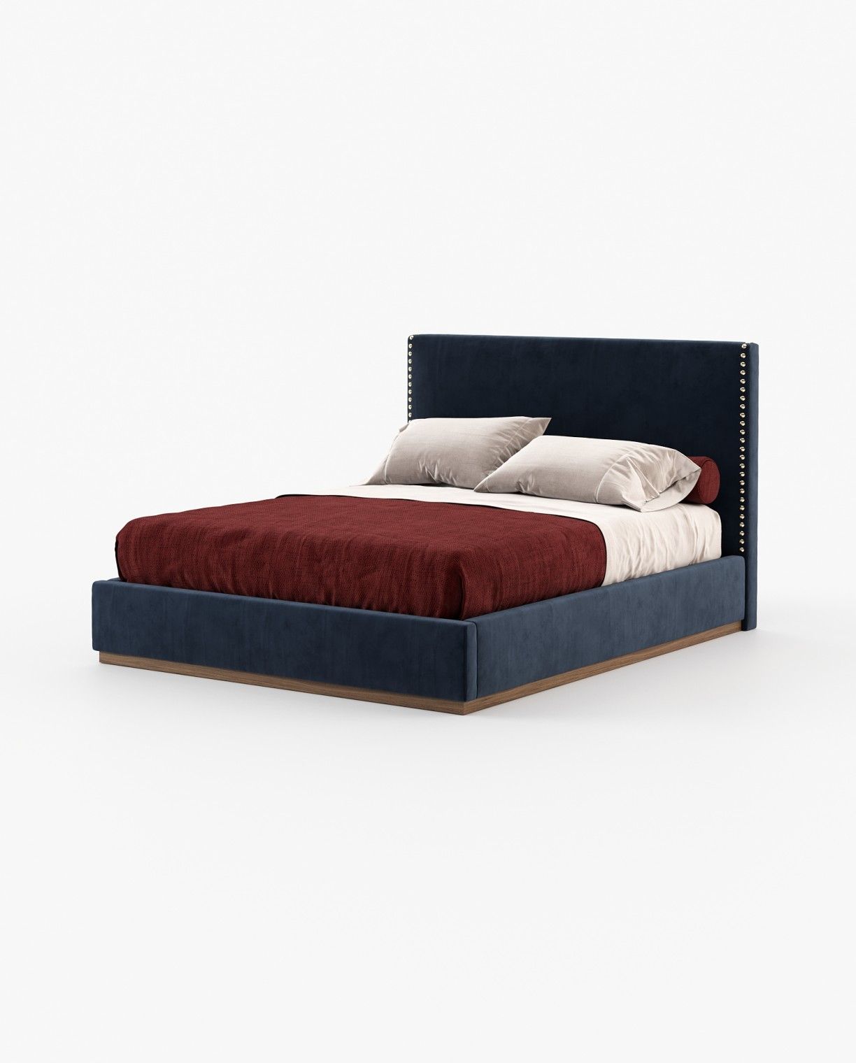 Laskasas MARLIN Bed & Headboard Vienna Deep Blue - Araco Interiors