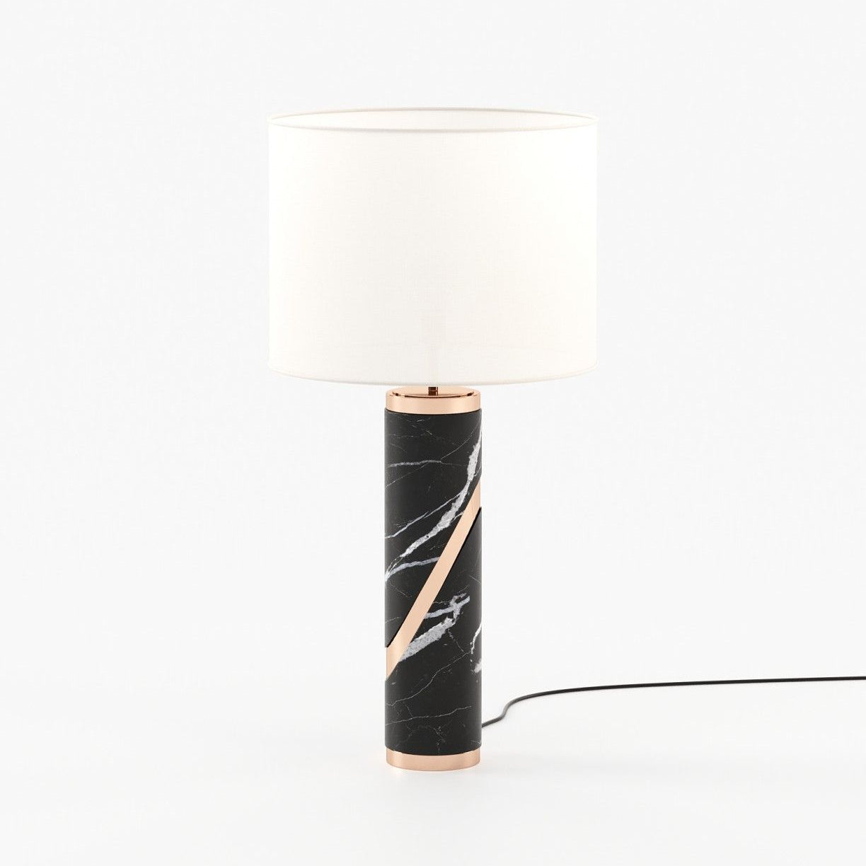 Laskasas MARTIN Table & Desk Lamp Nero Marquina Polished Marble - Araco Interiors