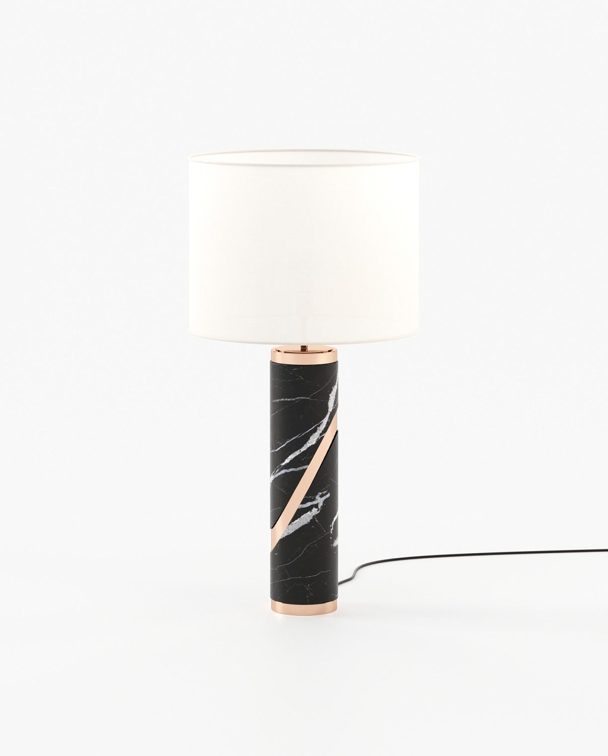 Laskasas MARTIN Table & Desk Lamp Nero Marquina Polished Marble - Araco Interiors
