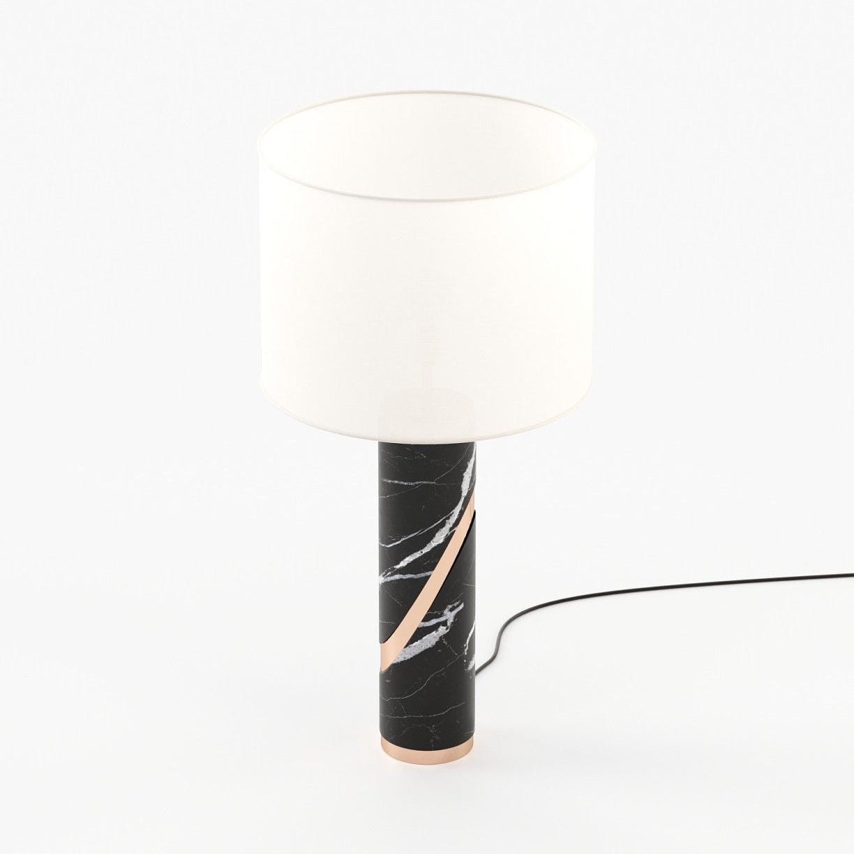 Laskasas MARTIN Table & Desk Lamp Nero Marquina Polished Marble - Araco Interiors