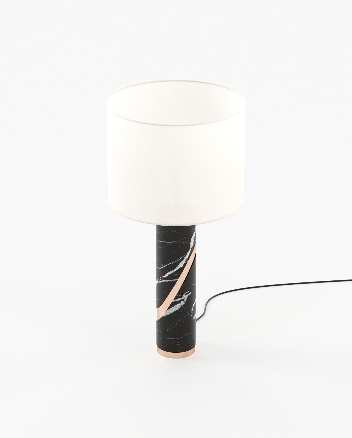 Laskasas MARTIN Table & Desk Lamp Nero Marquina Polished Marble - Araco Interiors