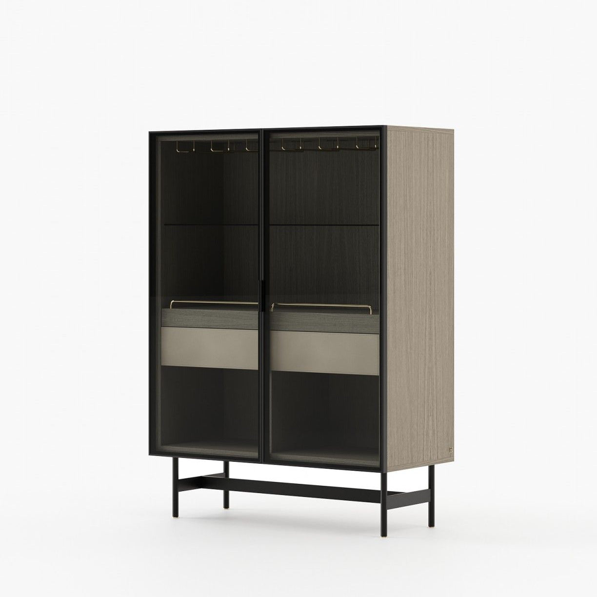 Laskasas MORRISON Bar Cabinet Aged Oak Veneer Matte - Araco Interiors