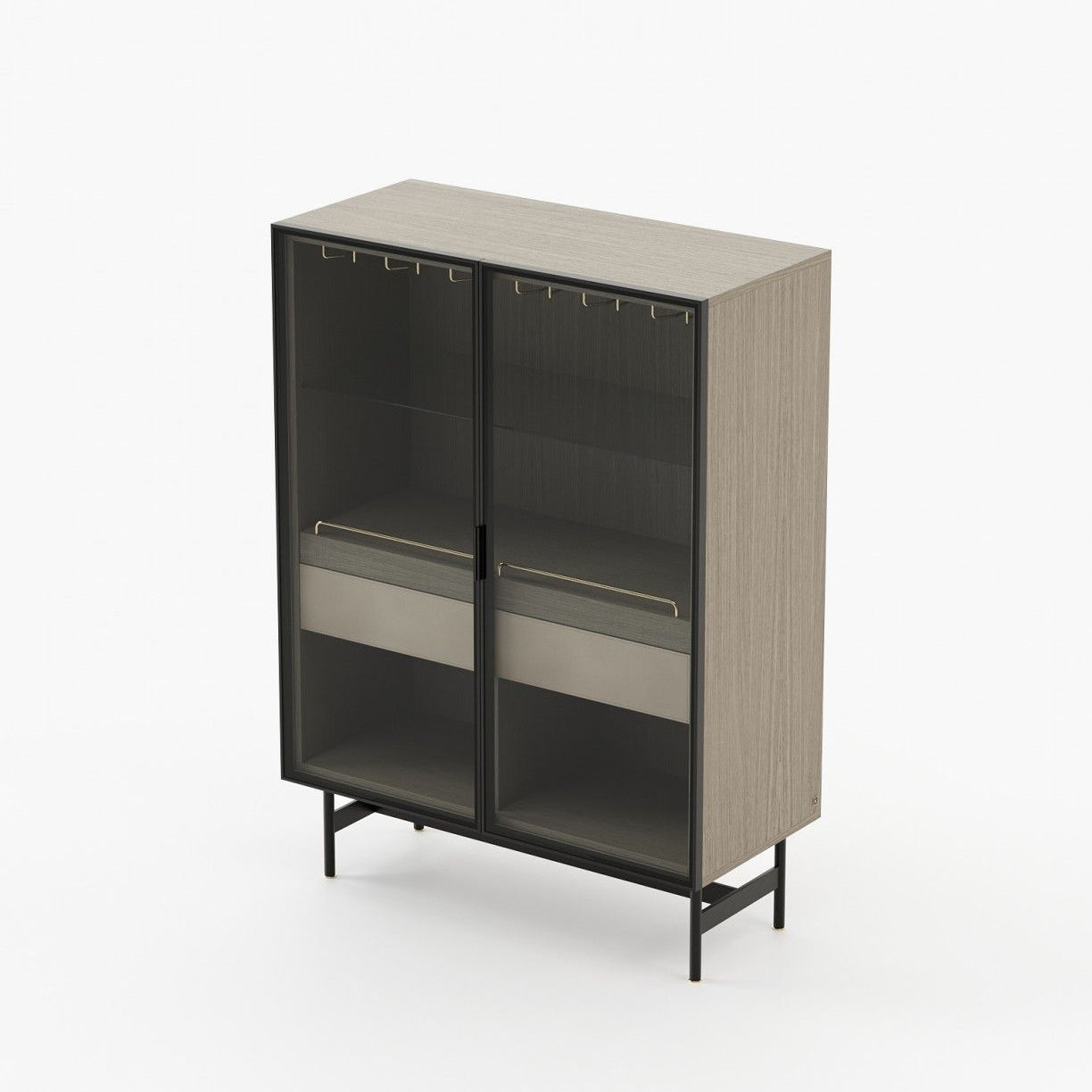 Laskasas MORRISON Bar Cabinet Aged Oak Veneer Matte - Araco Interiors