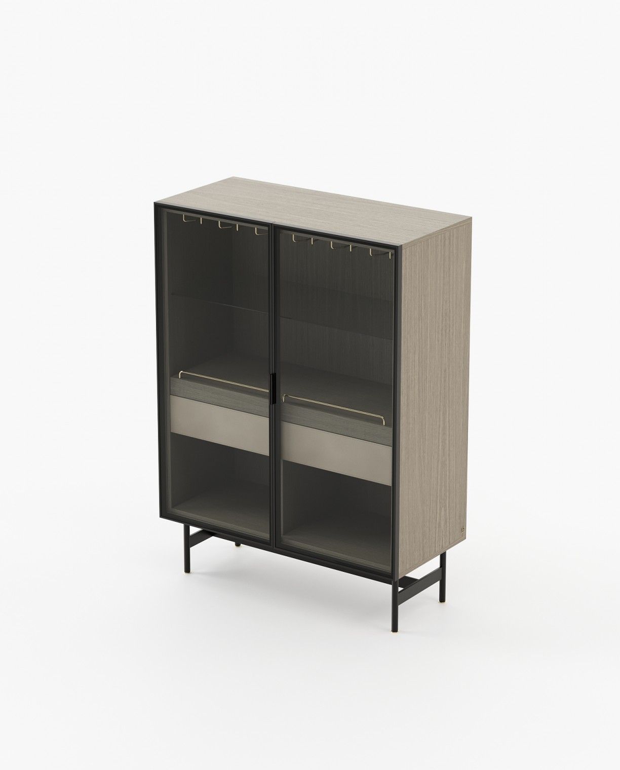 Laskasas MORRISON Bar Cabinet Aged Oak Veneer Matte - Araco Interiors