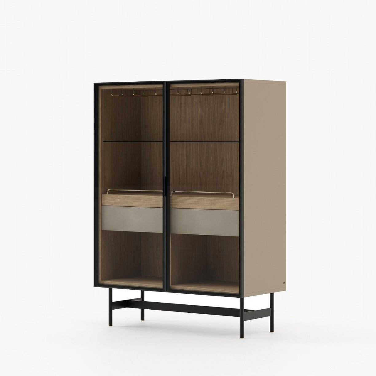Laskasas MORRISON Bar Cabinet Beige Grey Lacquer Matte - Araco Interiors