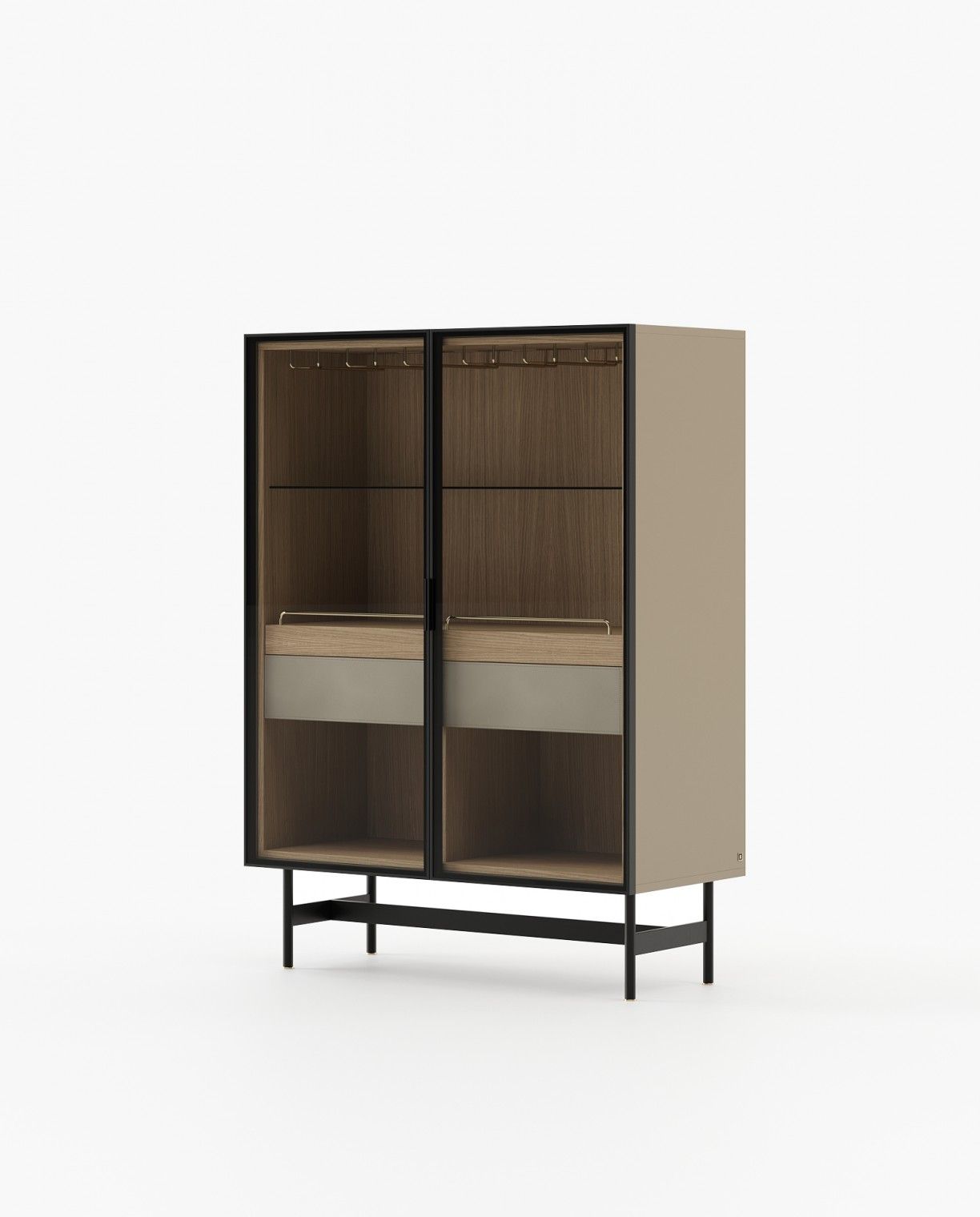 Laskasas MORRISON Bar Cabinet Beige Grey Lacquer Matte - Araco Interiors