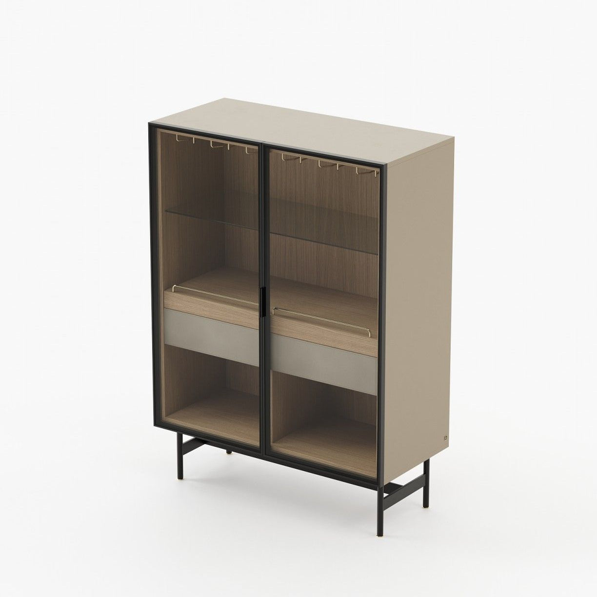 Laskasas MORRISON Bar Cabinet Beige Grey Lacquer Matte - Araco Interiors
