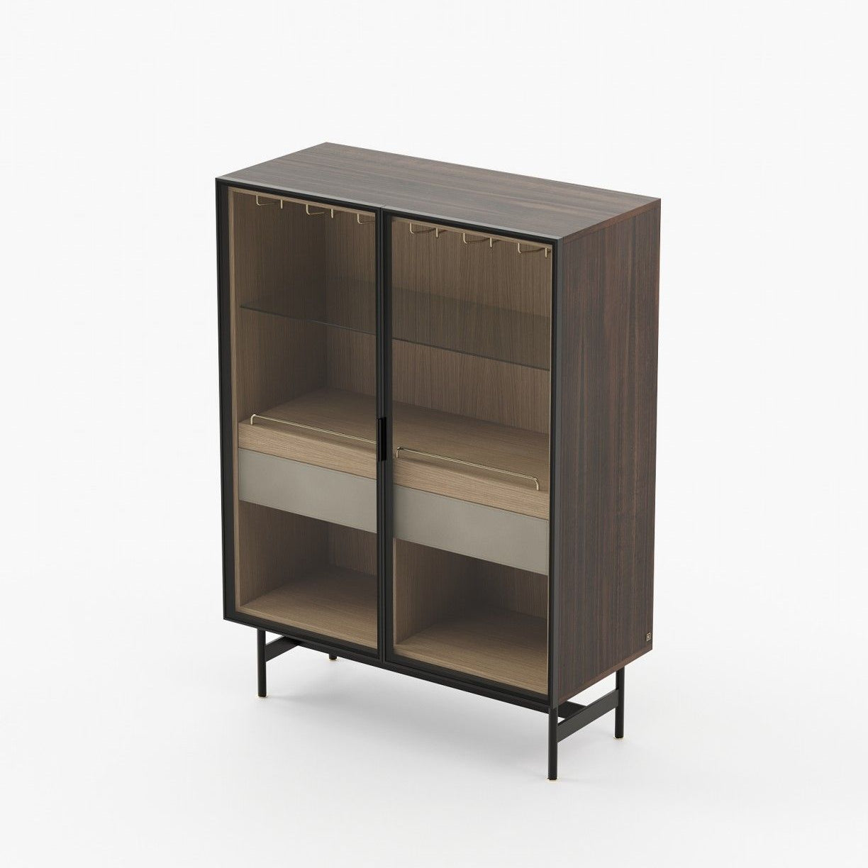 Laskasas MORRISON Bar Cabinet Smoked Eucalyptus Veneer Matte - Araco Interiors
