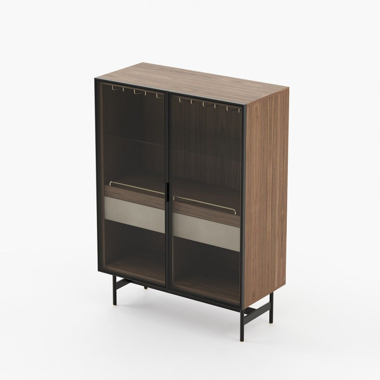 Laskasas MORRISON Bar Cabinet Walnut Veneer Matte - Araco Interiors