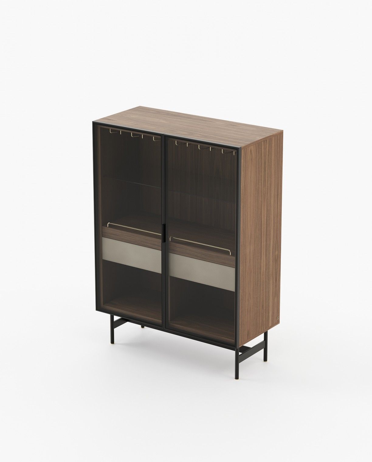 Laskasas MORRISON Bar Cabinet Walnut Veneer Matte - Araco Interiors
