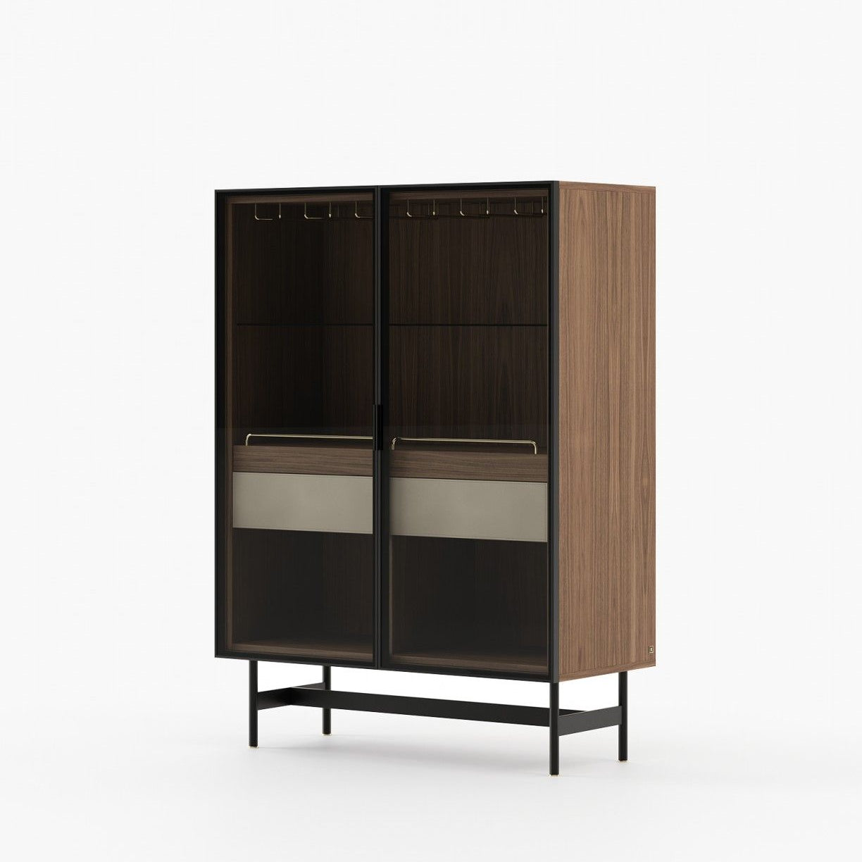Laskasas MORRISON Bar Cabinet Walnut Veneer Matte - Araco Interiors