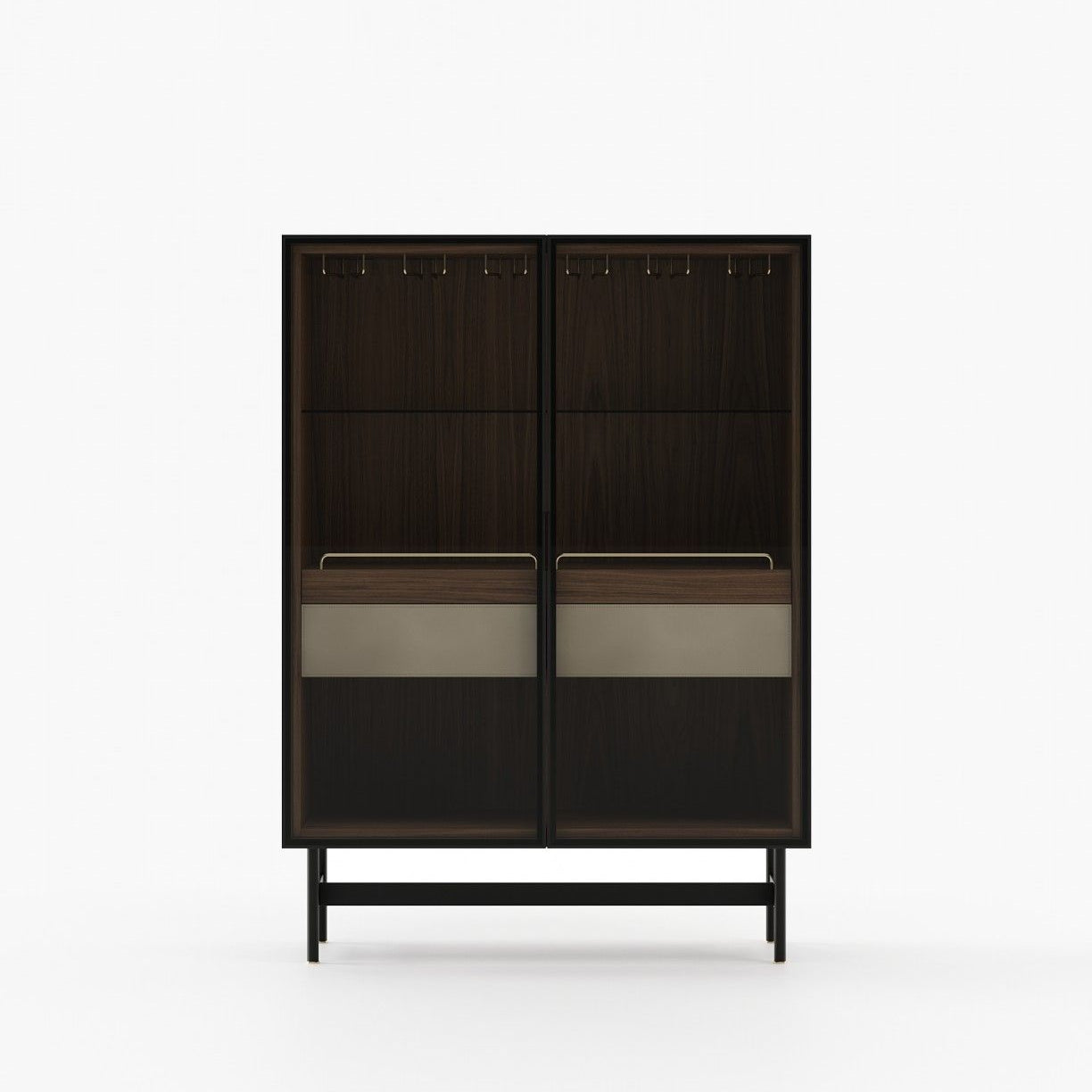 Laskasas MORRISON Bar Cabinet Walnut Veneer Matte - Araco Interiors