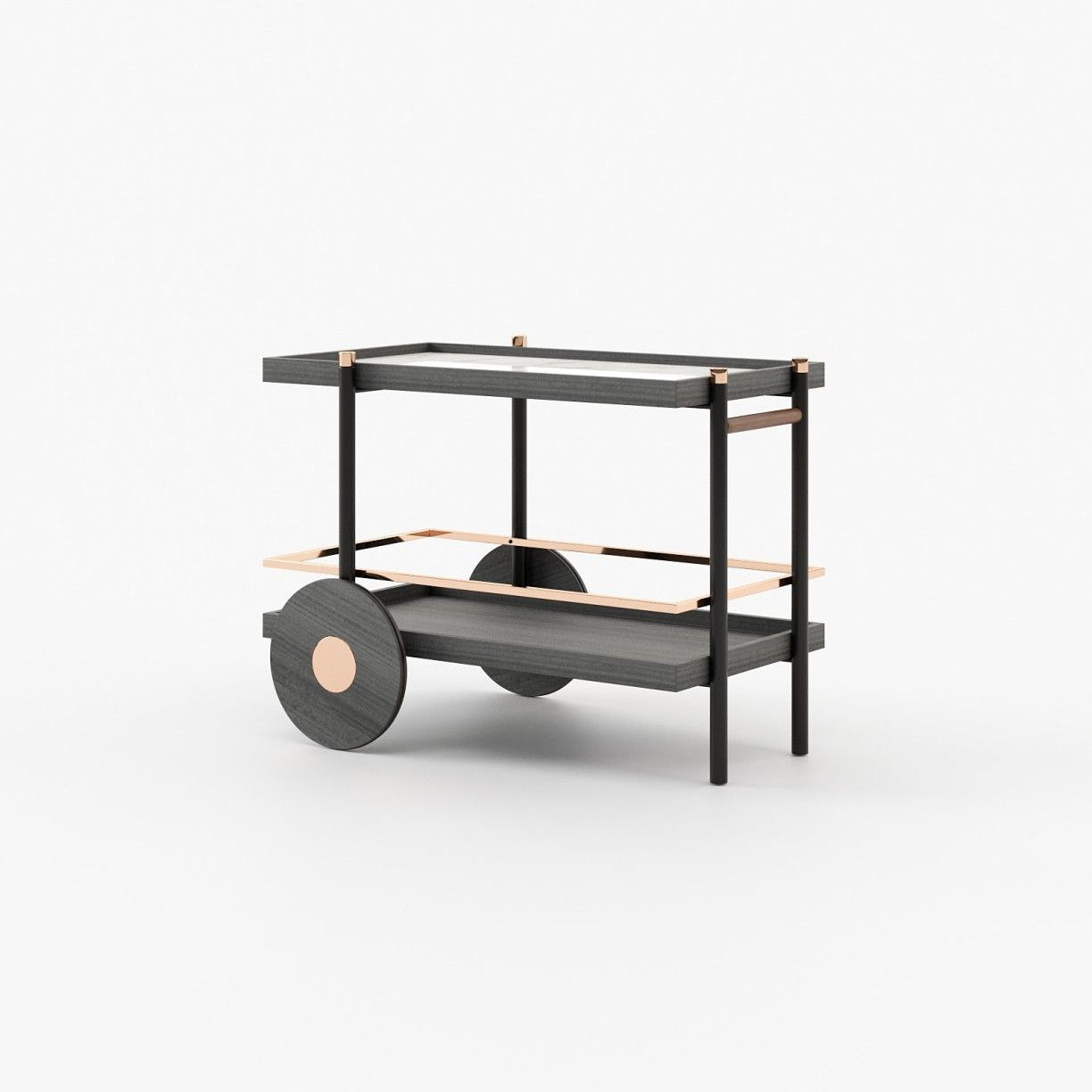 Laskasas PITT Drink Cabinet & Trolley Grey Eucalyptus Veneer Matte - Araco Interiors