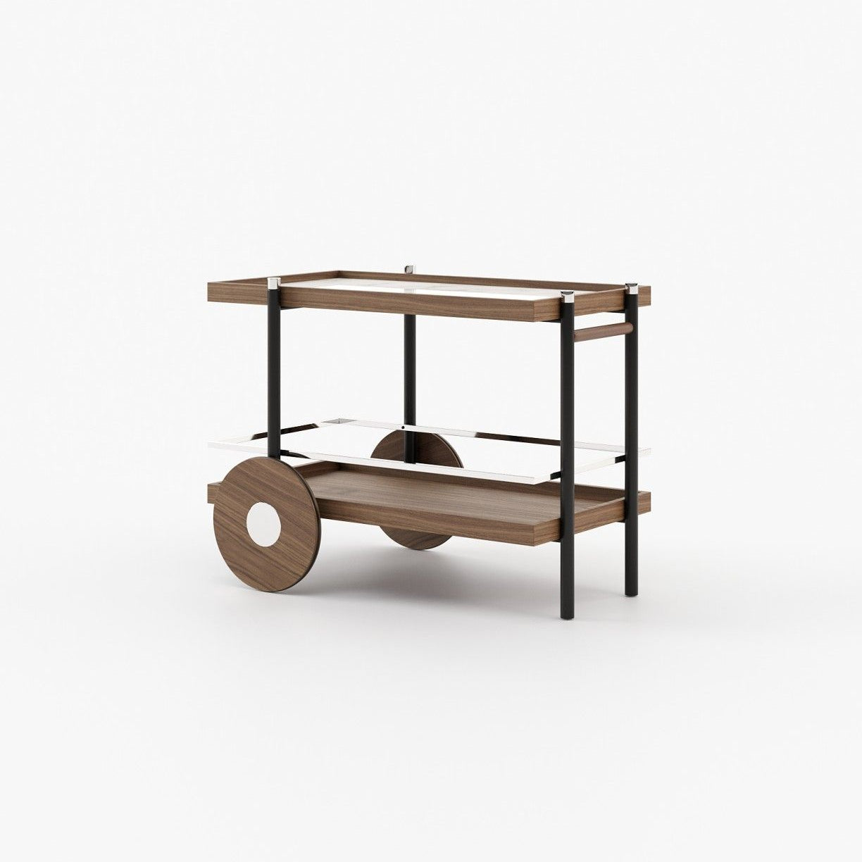 Laskasas PITT Drink Cabinet & Trolley Walnut Veneer Matte - Araco Interiors