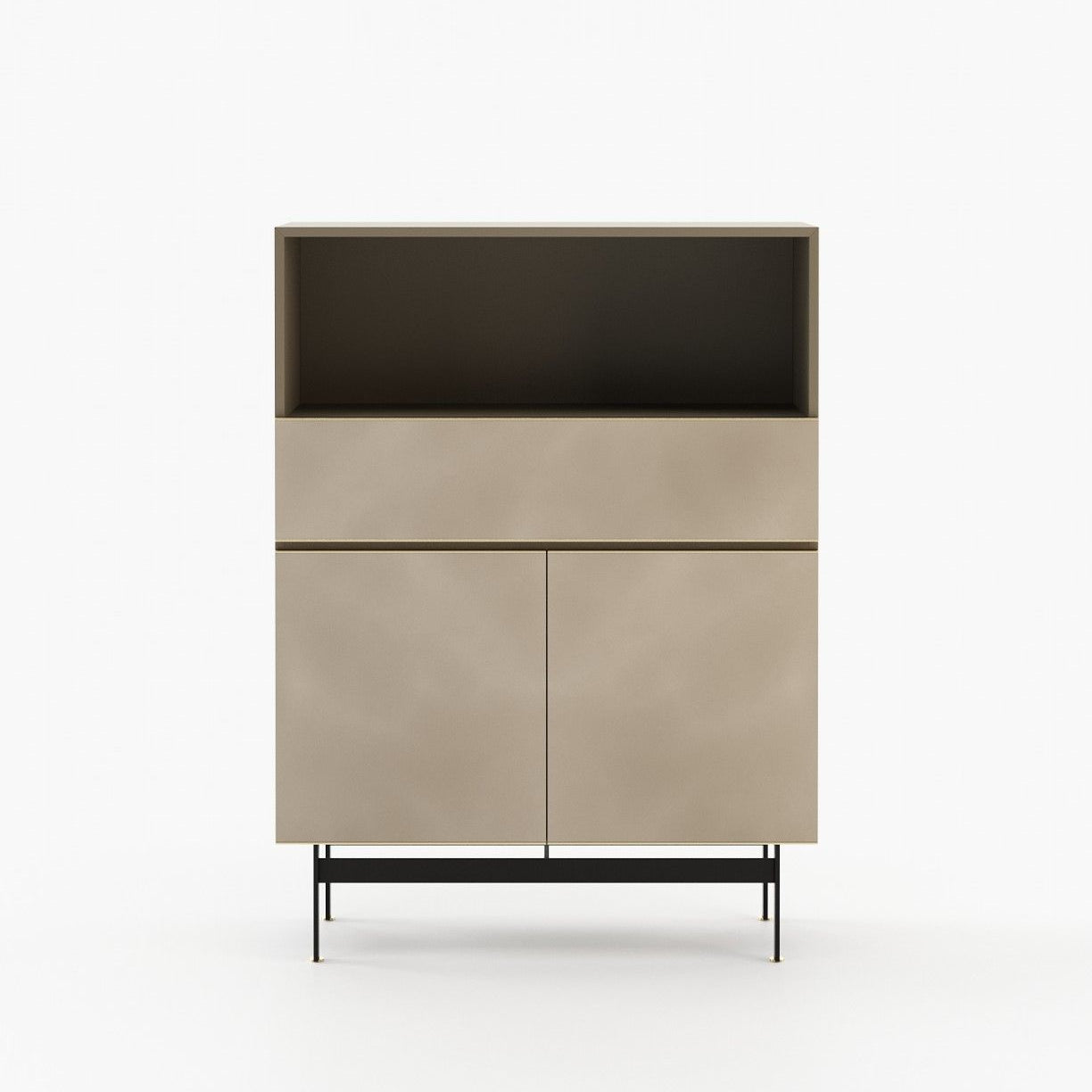 Laskasas RALPH Bar Cabinet Beige Grey Lacquer Matte - Araco Interiors