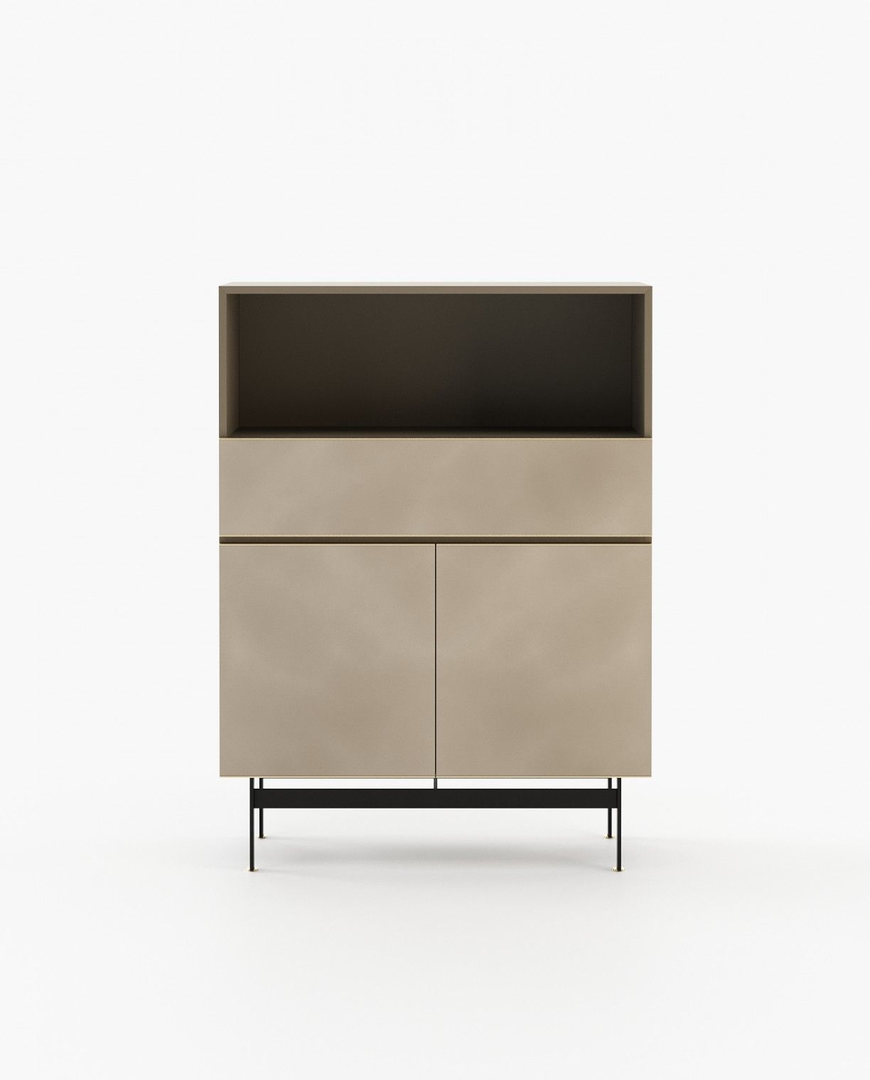 Laskasas RALPH Bar Cabinet Beige Grey Lacquer Matte - Araco Interiors