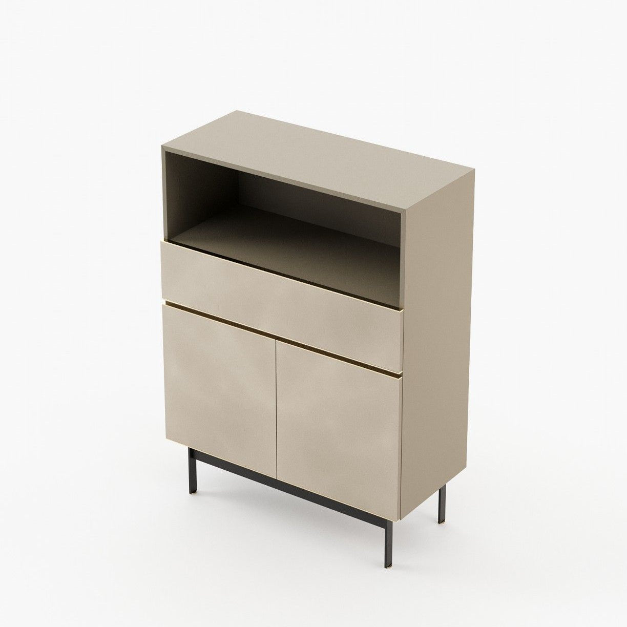 Laskasas RALPH Bar Cabinet Beige Grey Lacquer Matte - Araco Interiors