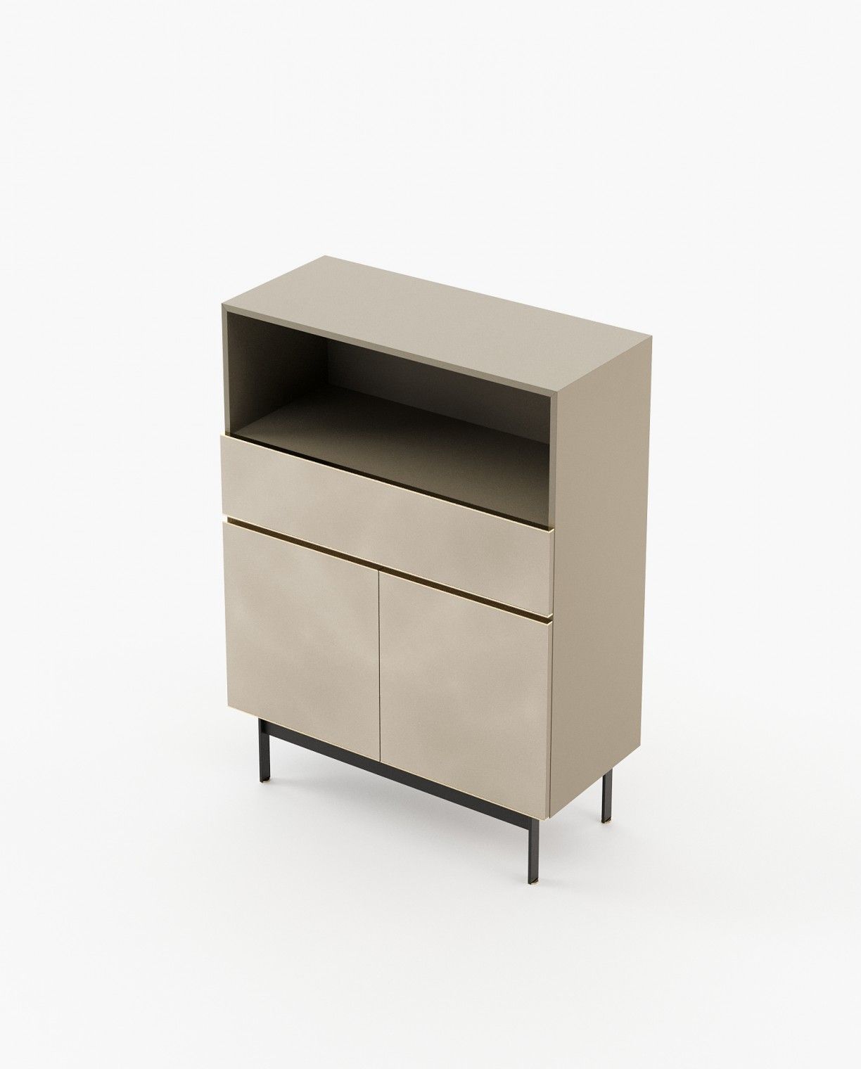 Laskasas RALPH Bar Cabinet Beige Grey Lacquer Matte - Araco Interiors