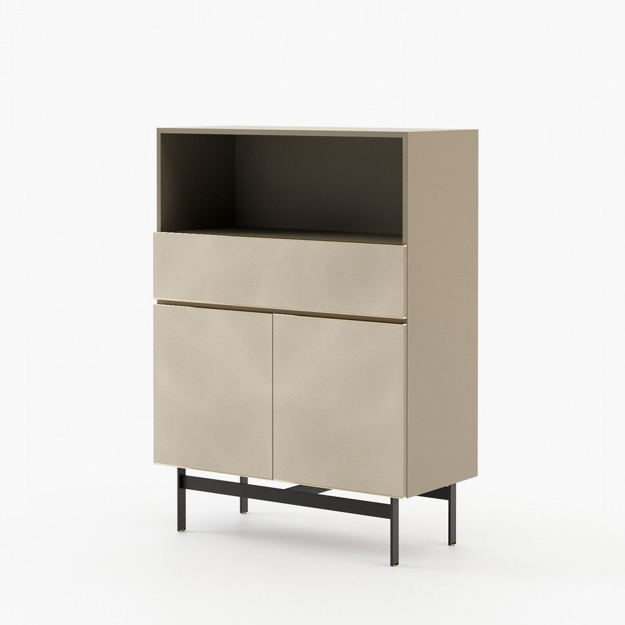 Laskasas RALPH Bar Cabinet Beige Grey Lacquer Matte - Araco Interiors