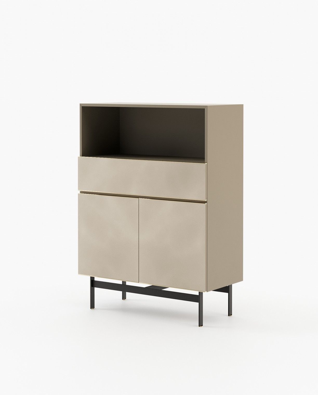 Laskasas RALPH Bar Cabinet Beige Grey Lacquer Matte - Araco Interiors