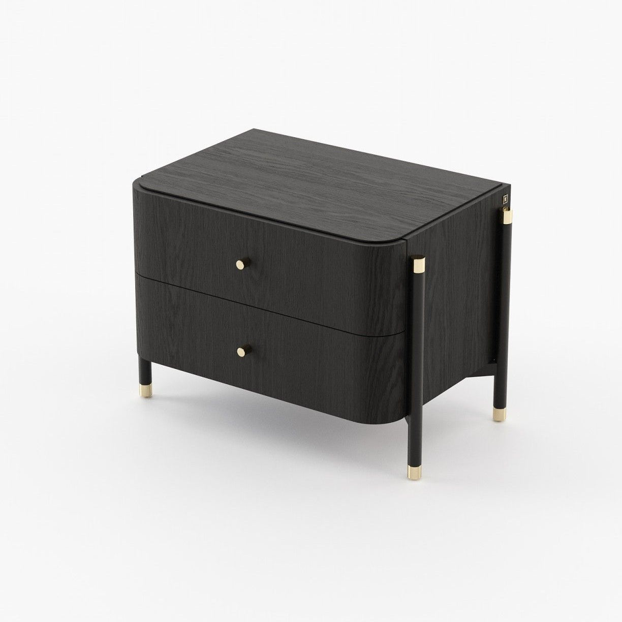Laskasas ROSIE Bedside Cabinet & Table Black Ash Veneer Matte - Araco Interiors
