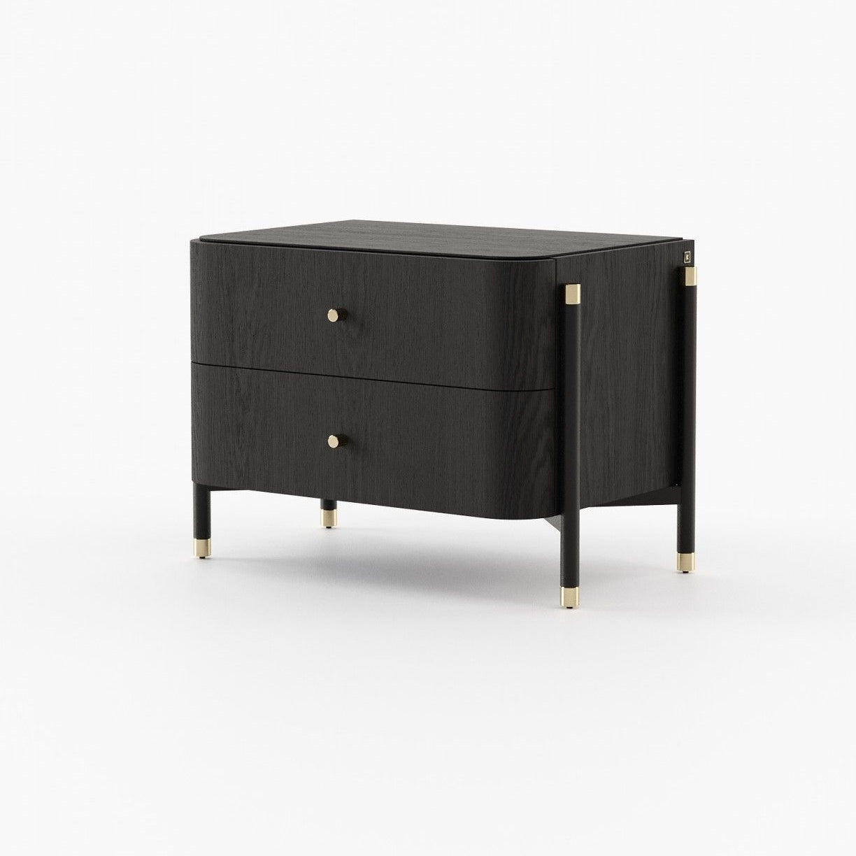 Laskasas ROSIE Bedside Cabinet & Table Black Ash Veneer Matte - Araco Interiors