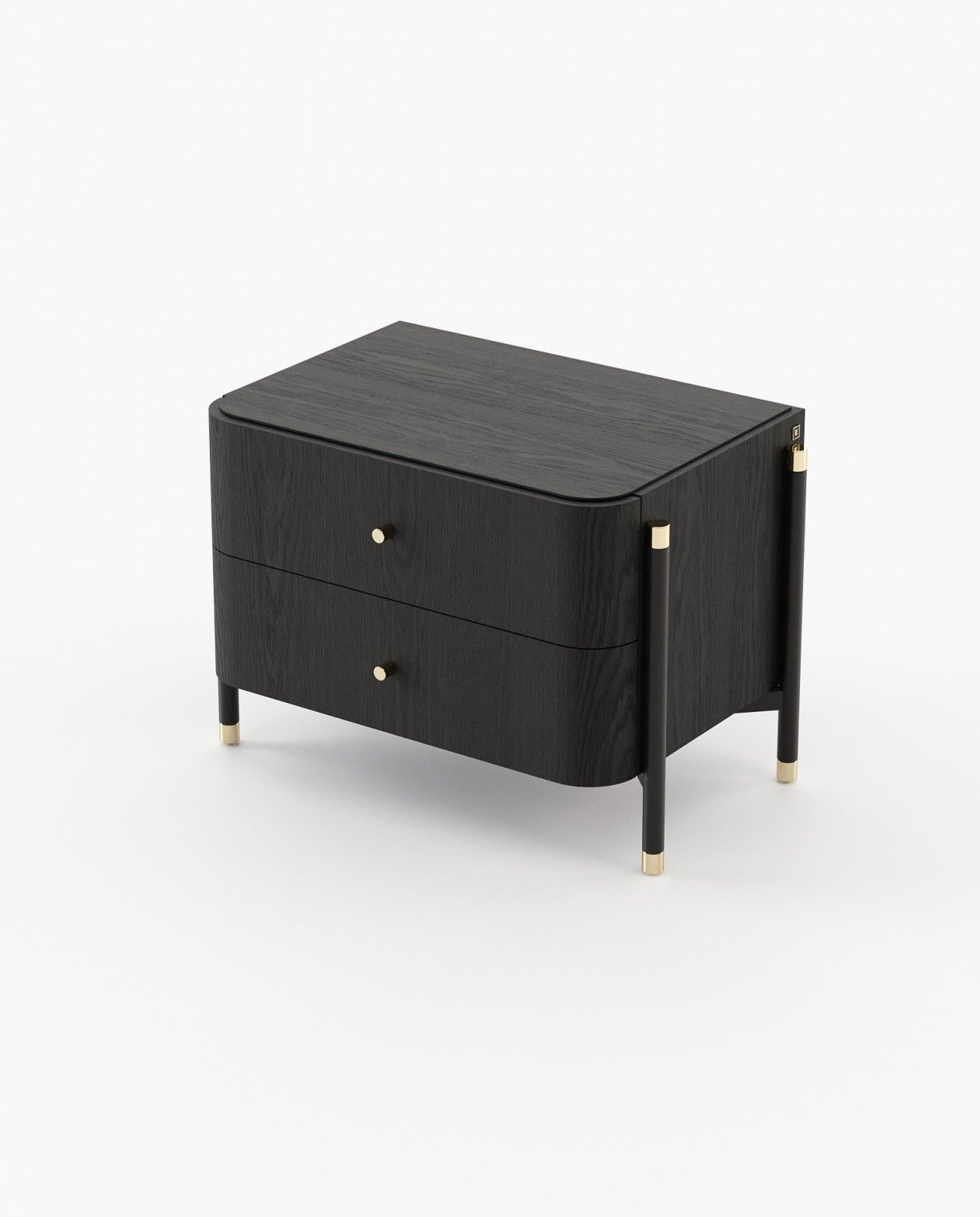 Laskasas ROSIE Bedside Cabinet & Table Black Ash Veneer Matte - Araco Interiors