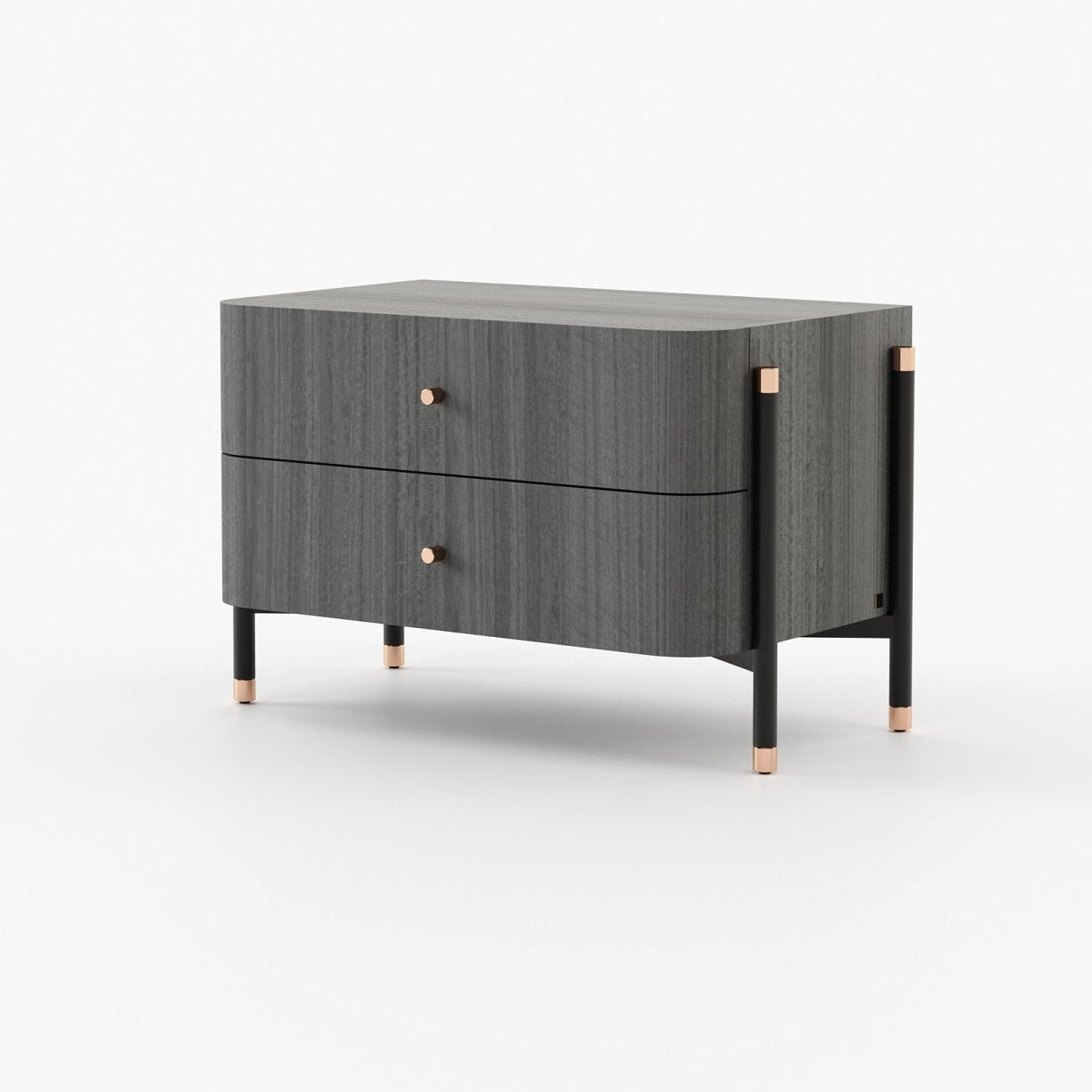 Laskasas ROSIE Bedside Cabinet & Table Grey Eucalyptus Veneer Matte - Araco Interiors