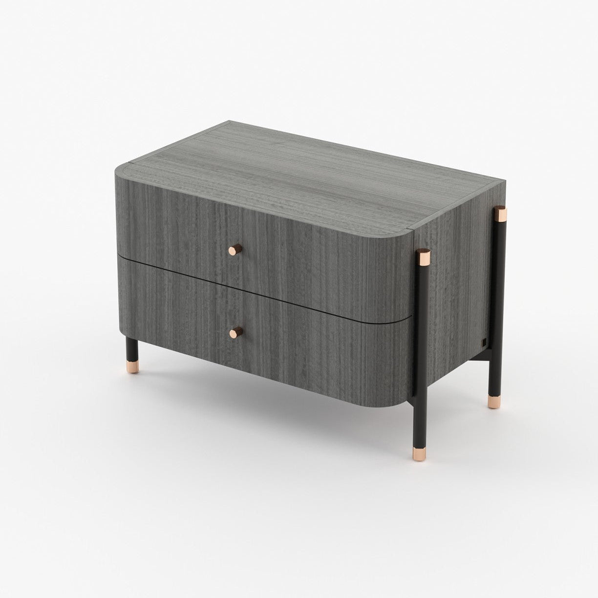 Laskasas ROSIE Bedside Cabinet & Table Grey Eucalyptus Veneer Matte - Araco Interiors